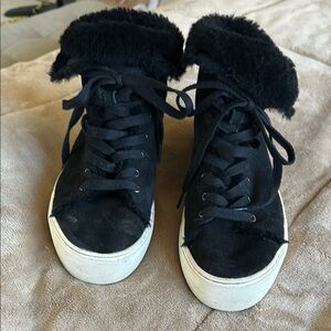 Ugg Women's Black Suede Fur-Lined High Tops, Size 9